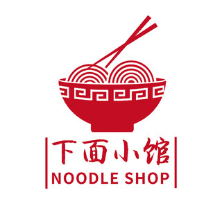 红色中国风下面小馆面条餐饮美食logo餐饮logo